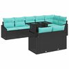 vidaXL Conjunto de Sof&aacute; de Jardim 9 unid. Preto e Azul vime PE