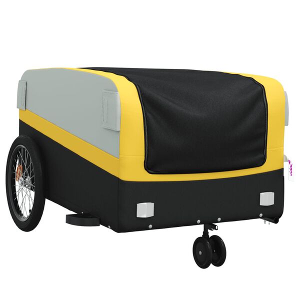 vidaXL Reboque para bicicleta 45 kg ferro preto e amarelo