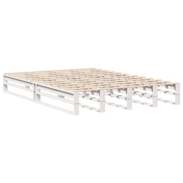 vidaXL Cama sem colch&atilde;o 135x190 cm madeira de pinho maci&ccedil;a branco