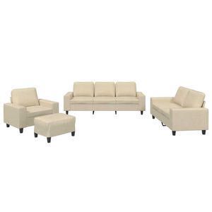 vidaXL 4 pcs conjunto de sof&aacute;s tecido cor creme