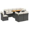 vidaXL 9 pcs conjunto de sof&aacute;s p/ jardim c/ almofad&otilde;es vime PE preto