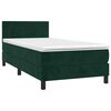 vidaXL Cama box spring c/ colch&atilde;o/LED 100x200 cm veludo verde-escuro