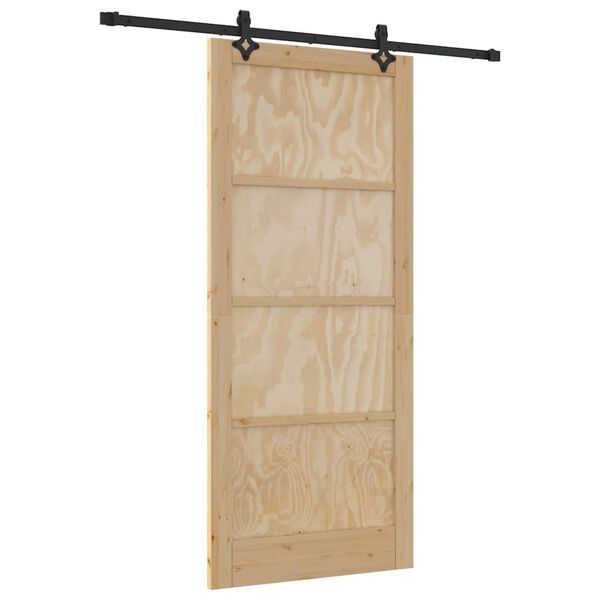 vidaXL Porta Deslizante Natural e Preto 93 x 211 cm