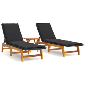 vidaXL 3 pcs conjunto lounge para jardim vime PE e ac&aacute;cia maci&ccedil;a