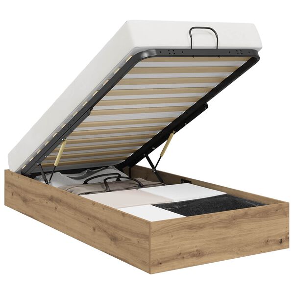 vidaXL Estrutura de Cama Ottoman Carvalho Artesanal 90 x 200 cm