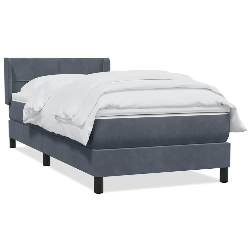 vidaXL Cama com molas/colchão cinza-escuro 90x210 cm veludo