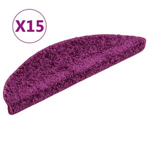 vidaXL Tapetes de escada 15 pe&ccedil;as 56x17x3 cm violeta semicircular