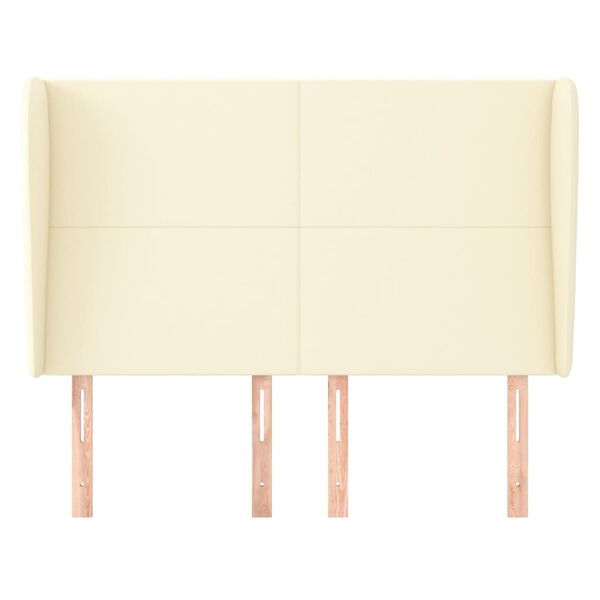 vidaXL Cabeceira cama c/ abas couro artificial 147x23x118/128 cm creme