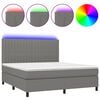 vidaXL Cama box spring c/ colch&atilde;o e LED 160x200 cm tecido cinza-escuro
