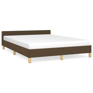 vidaXL Estrutura de cama sem colch&atilde;o 140x190 cm tecido castanho-escuro