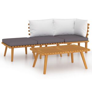 vidaXL 4 pcs conj. lounge jardim c/ almofad&otilde;es madeira ac&aacute;cia maci&ccedil;a