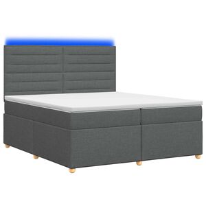 vidaXL Cama box spring com colch&atilde;o Cinzento-Escuro 200 x 200 cm Tecido