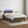 vidaXL Cama box spring c/ colch&atilde;o/LED 120x190cm tecido castanho-escuro