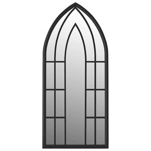 vidaXL Espelho de jardim p/ uso exterior ferro 100x45 cm preto