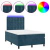 vidaXL Cama box spring colch&atilde;o LED 120x190cm couro artif. azul-escuro