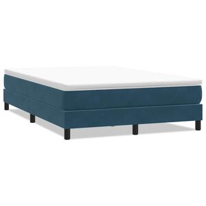 vidaXL Cama com molas sem colch&atilde;o 160x220 cm veludo azul-escuro