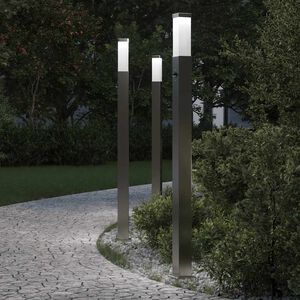 vidaXL Lumin&aacute;rias de balizamento com sensor, 3 unidades, 110 cm, a&ccedil;o inoxid&aacute;vel, IP44