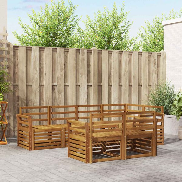 vidaXL Conjuntos de sof&aacute;s 7 pcs Natural Madeira S&oacute;lida de Ac&aacute;cia