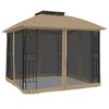 vidaXL Gazebo c/ teto duplo/paredes de malha a&ccedil;o cinzento-acastanhado