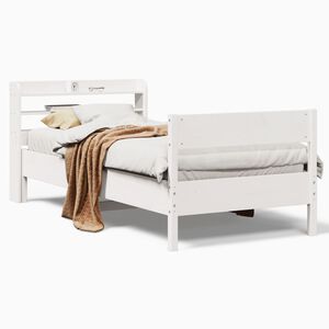 vidaXL Cama sem colch&atilde;o 90x190 cm madeira de pinho maci&ccedil;a branco