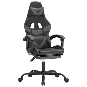 vidaXL Cadeira gaming c/ apoio p&eacute;s couro artificial preto e cinza