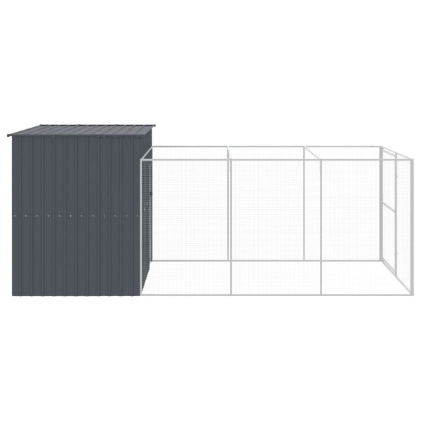 vidaXL Casota p/ c&atilde;es c/ parque 214x457x181 cm a&ccedil;o galvaniz. antracite