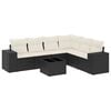 vidaXL 7 pcs conjunto de sof&aacute;s p/ jardim c/ almofad&otilde;es vime PE preto