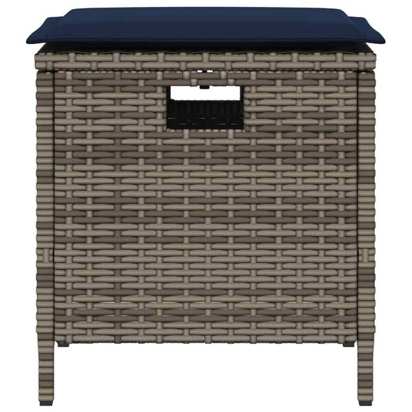 vidaXL 5 pcs conjunto de jantar p/ jardim c/ almofad&otilde;es vime PE cinza