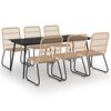 vidaXL 7 pcs conjunto de jantar para exterior vime PE e vidro