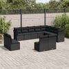 vidaXL 12 pcs conjunto de sof&aacute;s de jardim c/ almofad&otilde;es vime PE preto