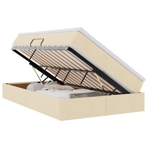 vidaXL Cama com arrumação e colchão Creme 120 x 200 cm Poliéster