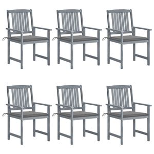 vidaXL Cadeiras de jardim c/ almofad&otilde;es 6 pcs ac&aacute;cia maci&ccedil;a cinzento