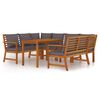 vidaXL 7 pcs conjunto de jantar p/ jardim c/ almofad&otilde;es ac&aacute;cia maci&ccedil;a