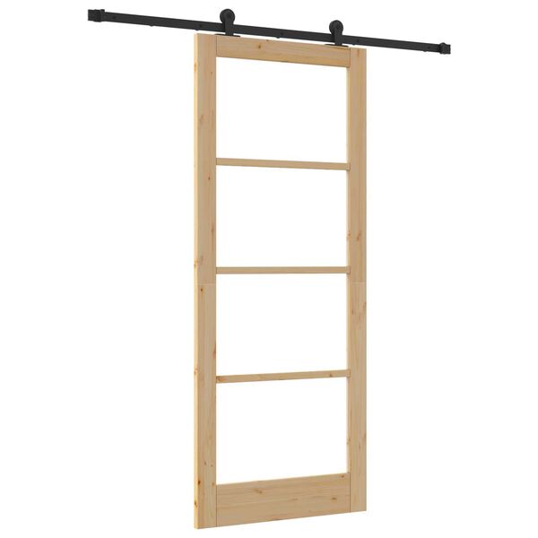 vidaXL Porta Deslizante ORKDAL Natural e Preto 86 x 211 cm