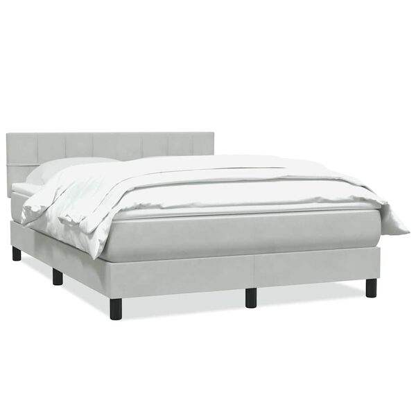 vidaXL Cama com molas/colch&atilde;o 140x210 cm veludo cinzento-claro
