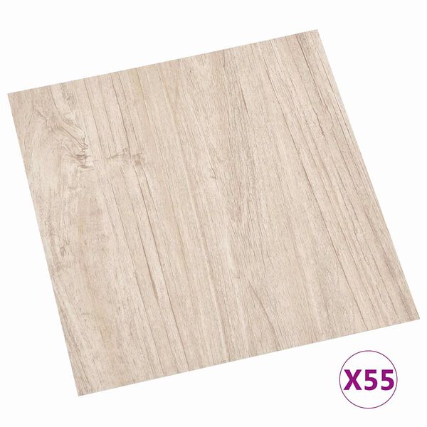 vidaXL Pranchas de Piso 55 pcs Marrom Claro 5,11 m&sup2; PVC