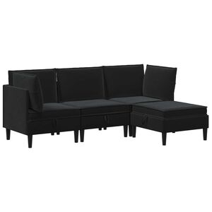 vidaXL Conjunto de M&oacute;veis para Sala de Estar 4 unid. Preto Veludo