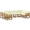 vidaXL Conjunto de Sof&aacute;s para Exterior 9 pcs Natural e Creme