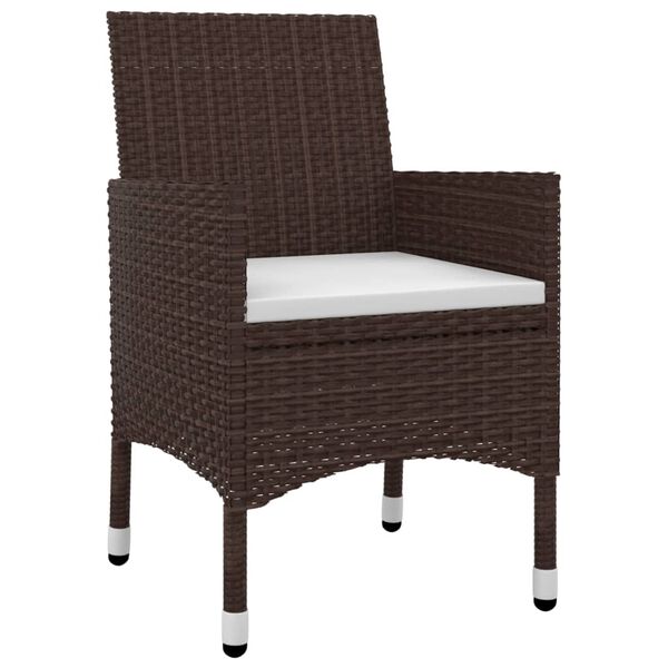 vidaXL 7 pcs conjunto de jantar p/ jardim c/ almofad&otilde;es vime PE/vidro