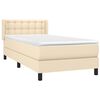vidaXL Cama com molas/colch&atilde;o 90x190 cm tecido cor creme