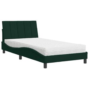 vidaXL Cama com colch&atilde;o Hanko 100x200 cm veludo verde-escuro