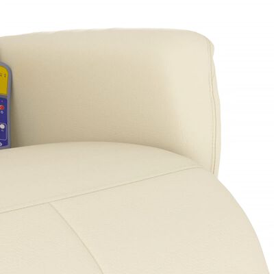 vidaXL Cadeira massagens reclinável c/apoio pés couro artificial creme