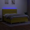 vidaXL Cama box spring c/ colch&atilde;o e LED 180x200 cm tecido verde