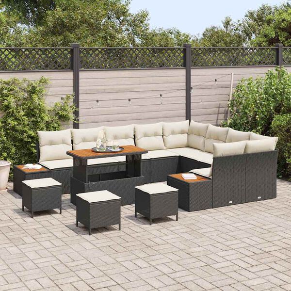 vidaXL Conjunto de Sof&aacute; de Jardim 13 pcs Preto Rattan Sint&eacute;tico