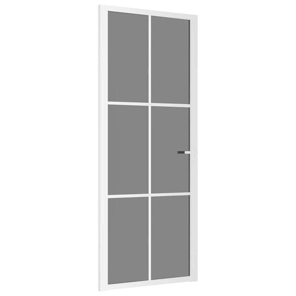 vidaXL Porta de interior 83x201,5 cm vidro ESG e alum&iacute;nio branco