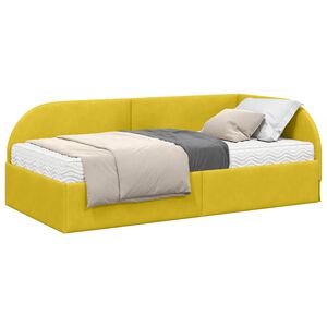 vidaXL Estrutura de Cama de Canto com Colch&atilde;o 2 unid. Amarelo