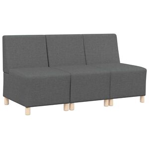 vidaXL Unidade de Sof&aacute; Modular Sem Bra&ccedil;os 3 unid. Cinza Escuro tecido