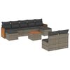 vidaXL 10 pcs conjunto sof&aacute;s de jardim c/ almofad&otilde;es vime PE cinzento