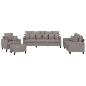 vidaXL 4 pcs conjunto de sof&aacute;s com almofadas tecido cinza-acastanhado