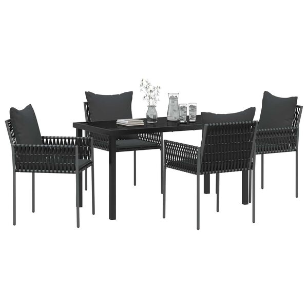 vidaXL Conjunto de Jantar para Jardim 5 pcs Preto e Cinza Rattan de PE